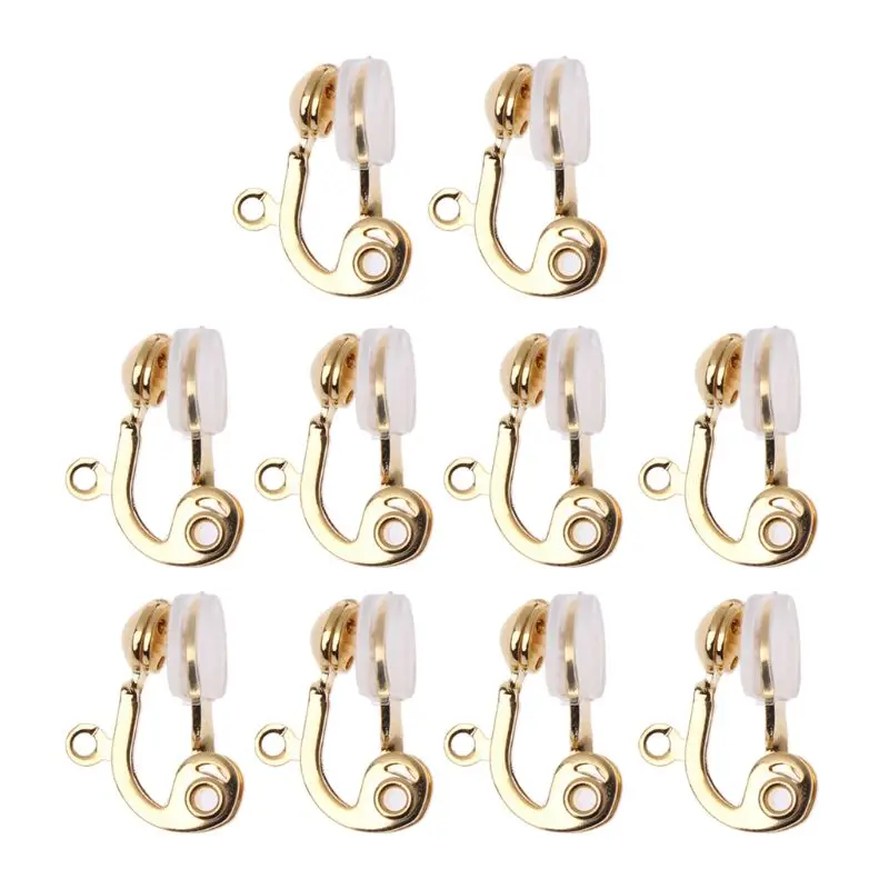 

10Pc Clip-on Earring Converter Non-pierced Ear Hoop With Comfort Earring Cushion