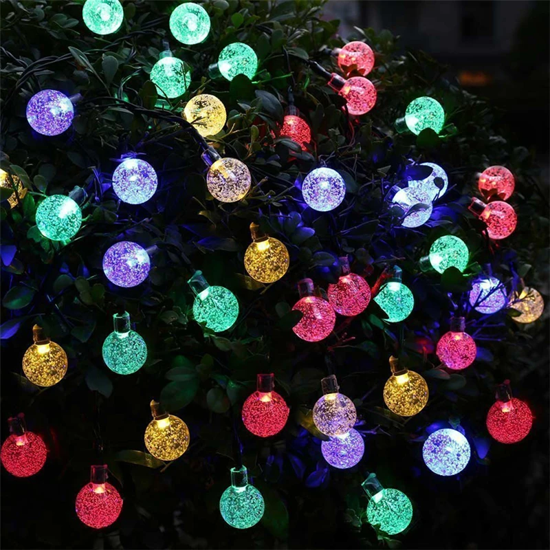 Online Neue 50 LEDS 10M Solar Lampe Kristall Kugel LED Lichterketten Wasserdicht Fairy Garland Für Outdoor Garten Weihnachten Hochzeit multi Farbe