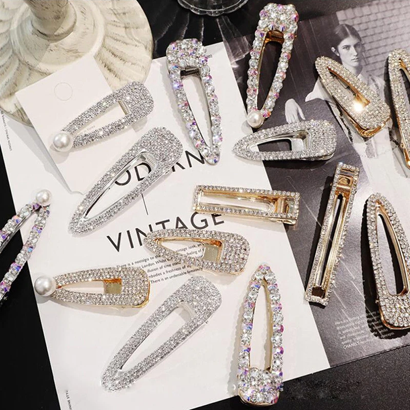 1pcs Bling Crystal Hairpins Headwear For Women Girls Rhinestone Hair Clips Pins Barrette Styling Tools Hair Accessories 9 Style