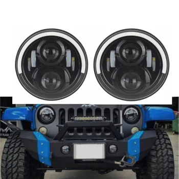 

7" 7Inch Daytime Running Light for Jeep Wrangler JK Headlamp with Halo Angel Eye & Amber Turn Signal Lights