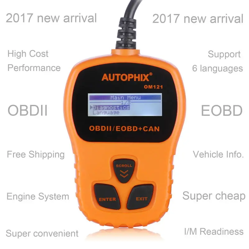 Автомобильный диагностический прибор AUTOPHIX OM121 новый Диагностический OBD2 EOBD II для