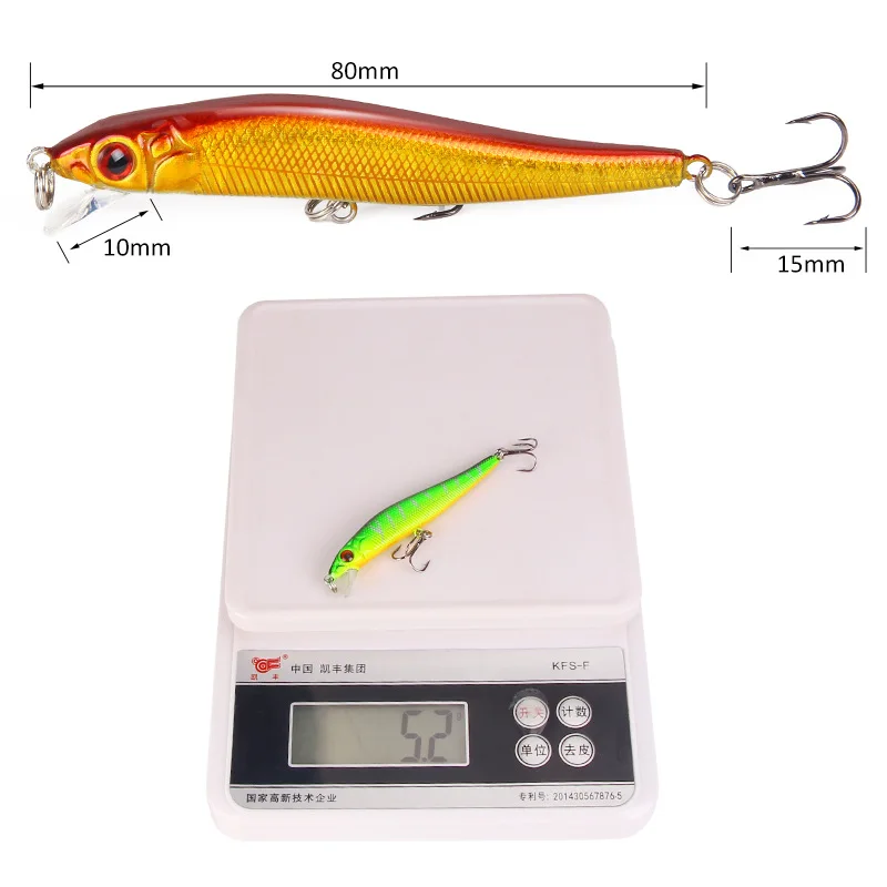 Fishing Lures Minnow Lure for Bass Pike Artificial Make Plastic Crankbait 8cm 5.2g Wobblers Fishing Swim Bait pesca