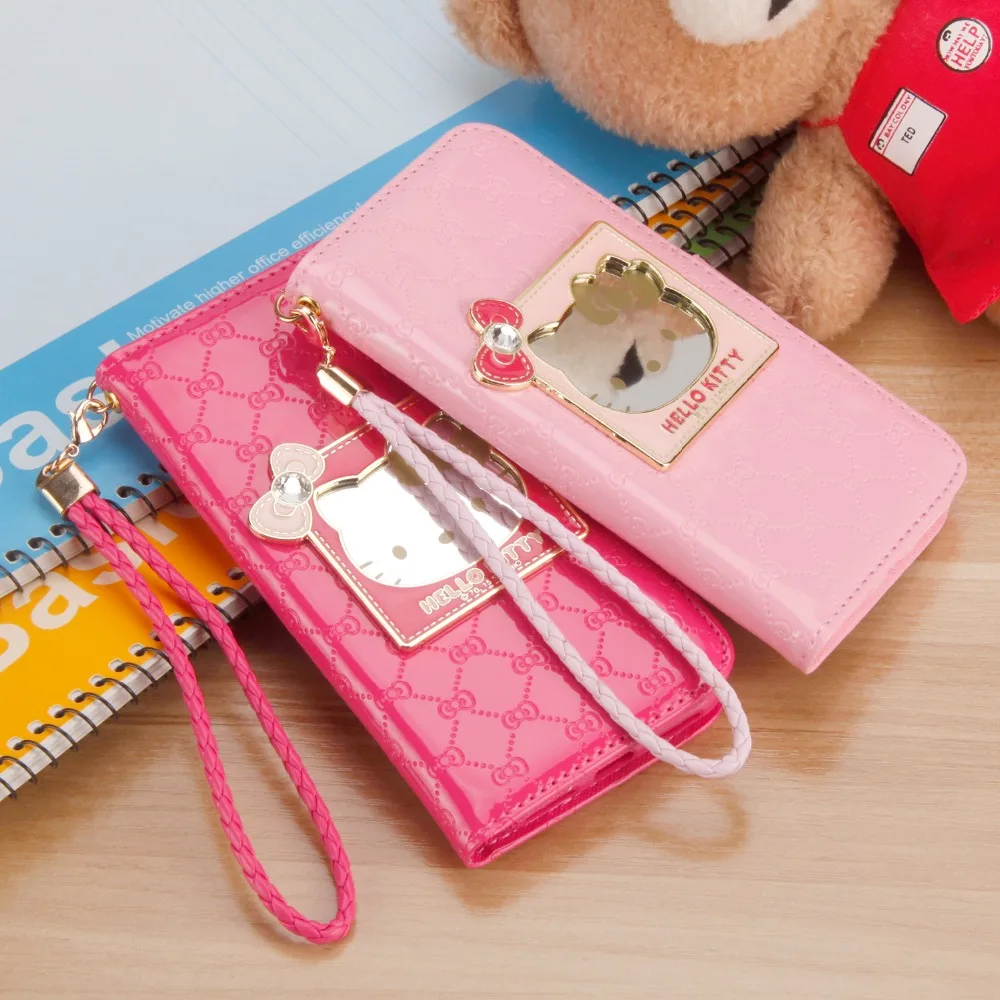 Fashion Style For iPhone 6 6s 7 8 Pus X XR XS Max Case Luxury Wallet Hello Kitty Magnetic Flip PU Leather Cover Mobile Phone bag