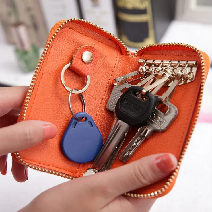 Wholesale Leather  Car Key Case Wallet Bag  Men's Card Package Multi-function Women's Purse Real Estate Gifts customization