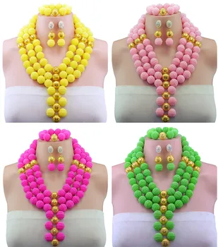 

2016 New Nigerian Wedding African Beads Jewelry Set Traditional Wedding Party Jewelry Set for Brides Free Shipping