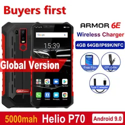 Смартфон Ulefone Armor 6E, водонепроницаемый, IP68, NFC, прочный мобильный телефон, Helio P70, Otca-core, Android 9,0, 4 Гб + 64 ГБ, Беспроводная зарядка, 4G