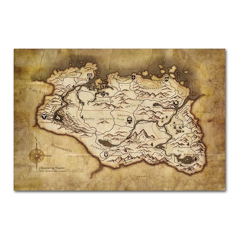 The Elder Scrolls карта игры плакат стены Книги по искусству холст картины настенные