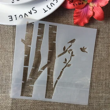 

5" Tree Trunk Bird DIY Layering Stencils Wall Painting Scrapbook Coloring Embossing Album Decorative Paper Card Template