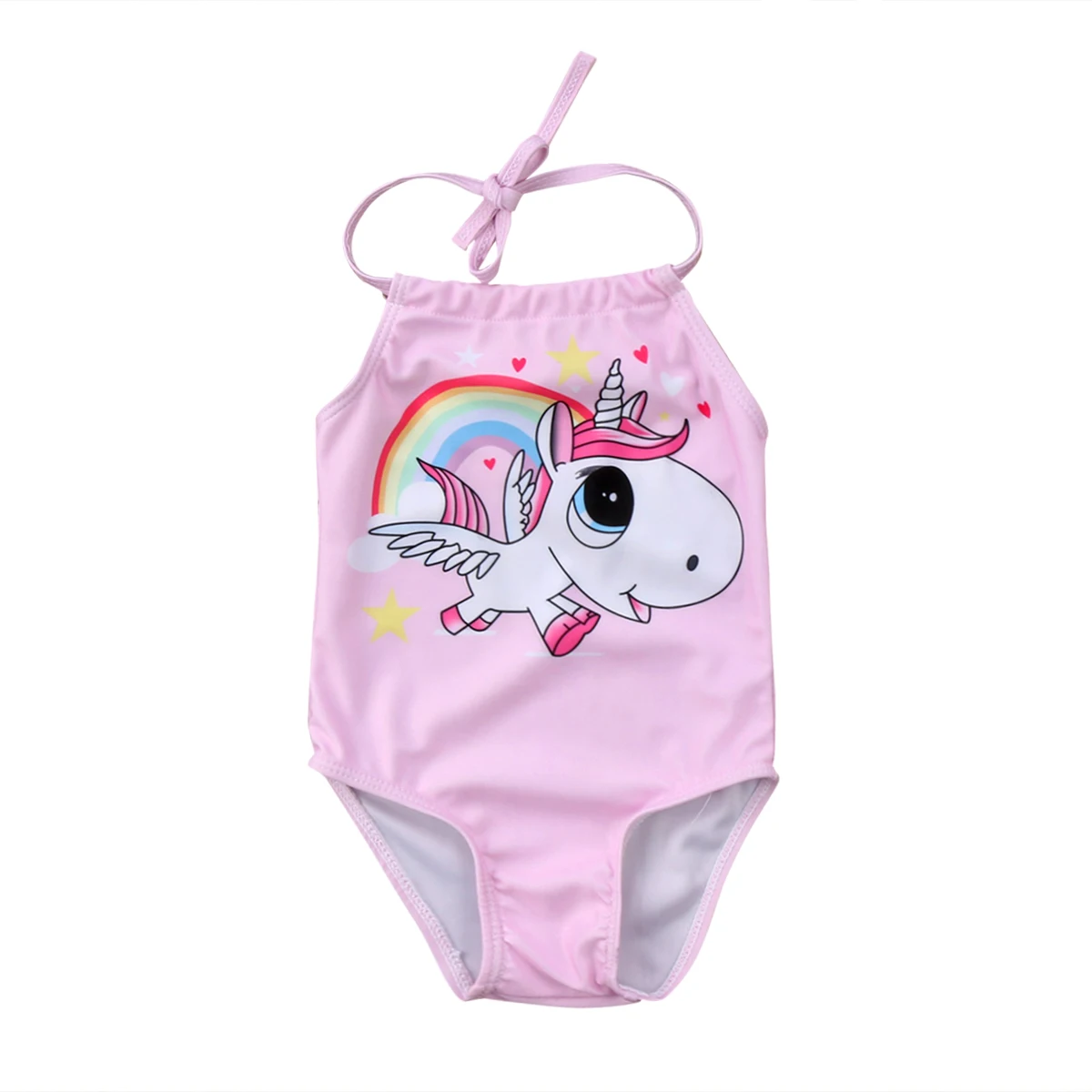 Для новорожденных девочек единорог купальник бикини купальный пляжный костюм летняя одежда для девочек Единорог комбинезон 0-24 м - Цвет: Розовый