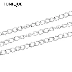 Уникальный 2 м ожерелье из нержавеющей стали цепи Серебряный тон 4x3 мм для ожерелья Браслет DIY ювелирных изделий материал оптом