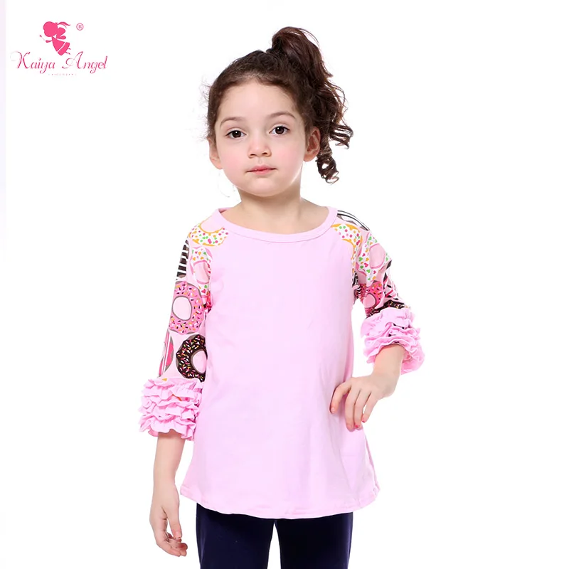 Kaiya Angel Toddler Girl Clothing Donuts Ruffle Sleeve Icing T Shirt