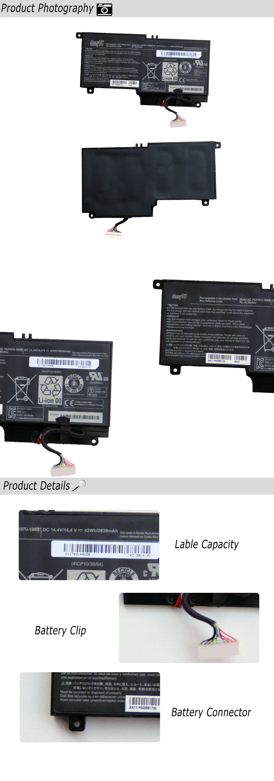 GONYTC PA5107U PA5107U-1BRS Батарея для Toshiba Satellite L45 L45D L50 S55 P55 L55 L55T P50 P50-A P55 S55-A-5275