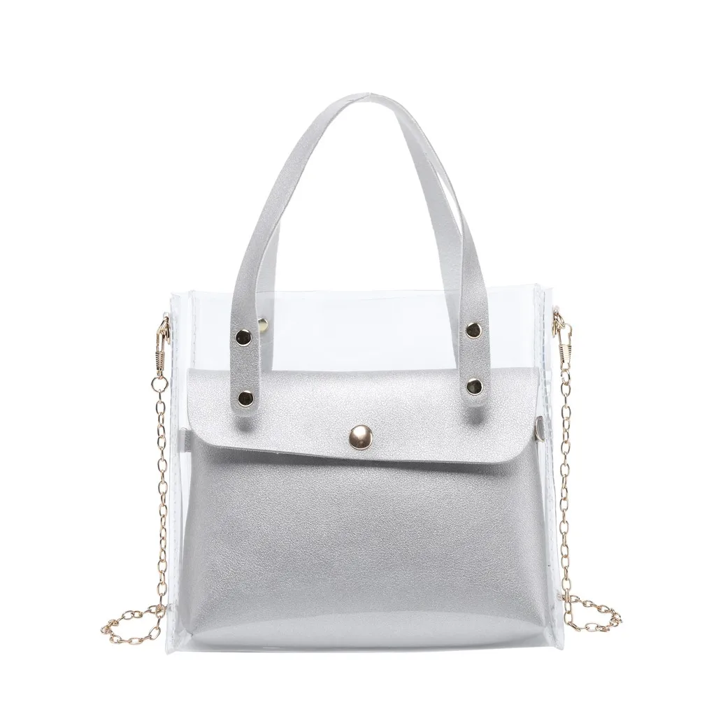 

New Design Jelly Handbag Fashion Office Ladies Shoulder Bag Chains Crossbody Bag Clear Phone Messenger Bags Pacote De Geleia