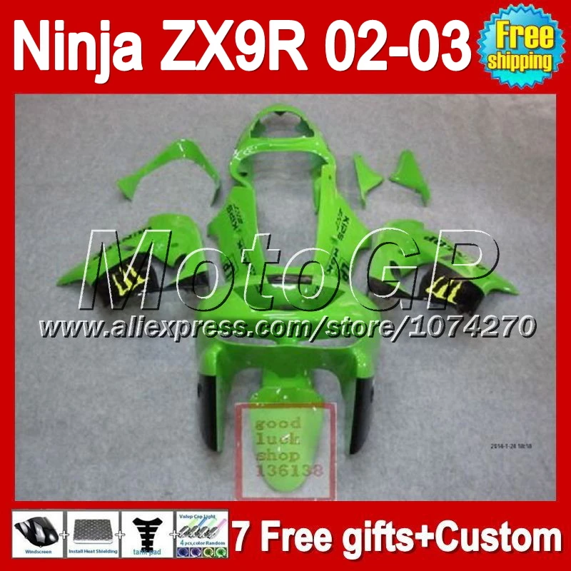 7 подарки + зеленый черный для KAWASAKI ниндзя ZX9R 02 - 03 ZX-9R P1813 ZX 9R 9 R ZX9 на складе 2002 2003