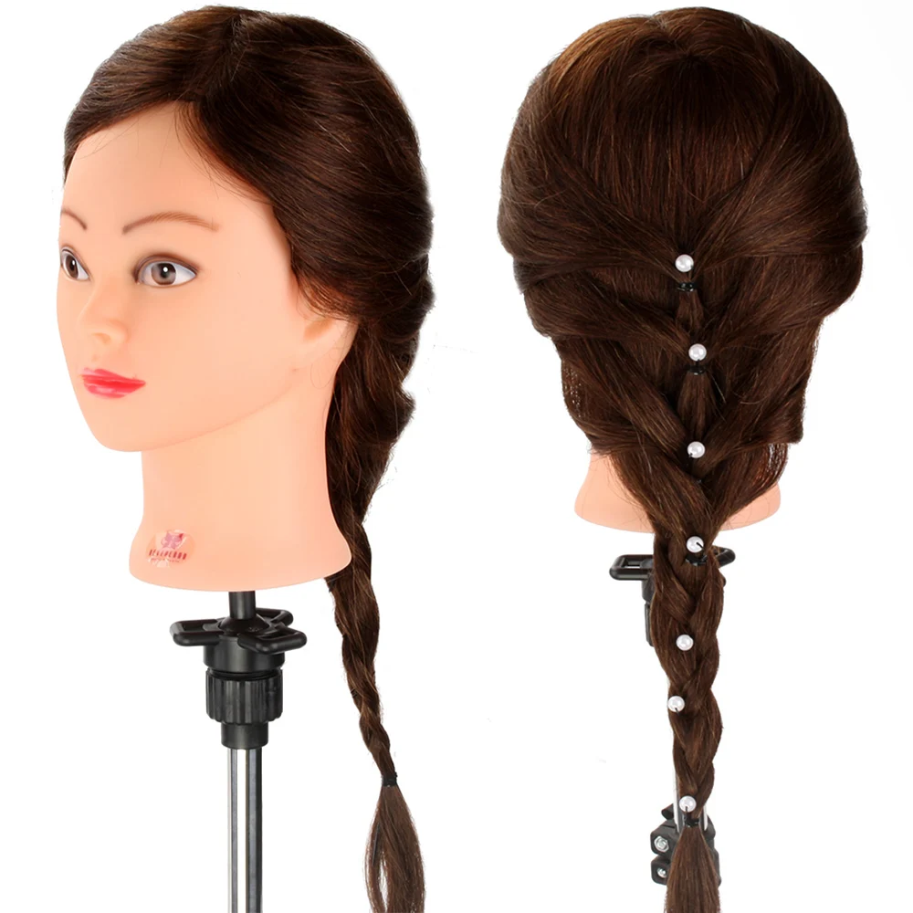 22'' 90% Real Hair Hairdressing Mannequin head Styling Manikin Doll
