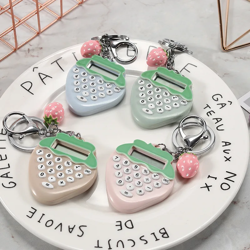 

TIOODRE Fruit Key Ring Little Strawberry Car Keychain Cute Key Ring Calculator keychain For Women Car interior decoration