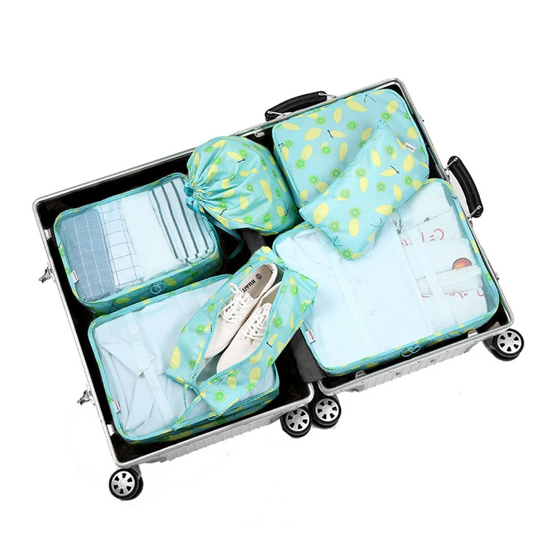 Bolsas de almacenamiento de viaje para trajes de 7 piezas, organizador de equipaje, Cubo de Kit de acabado de ropa interior, organizadores de embalaje plegables|Bolsas de viaje| - AliExpress