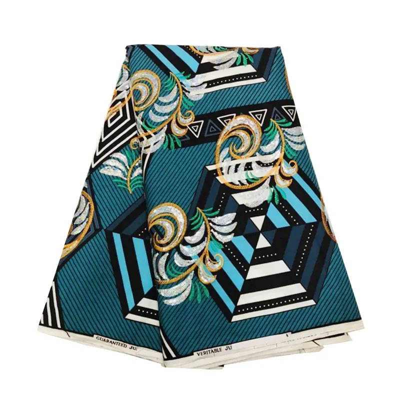 

High Quality African Super Java Wax Fabric with Sequin Embroidery Super Africa Wax Fabrics 6 Yards Ankara Nigerian Cotton Fabric