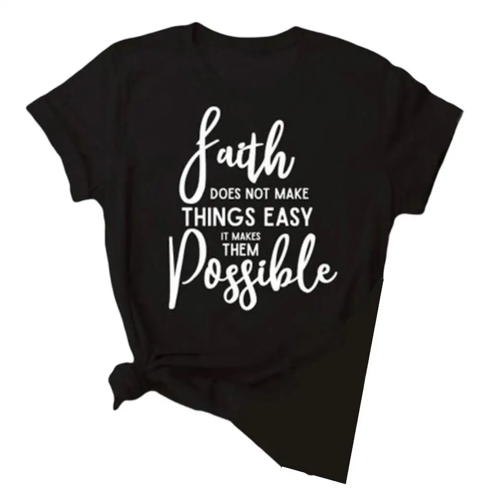 Женская футболка с надписью Faith Inspiration летняя коротким рукавом большие