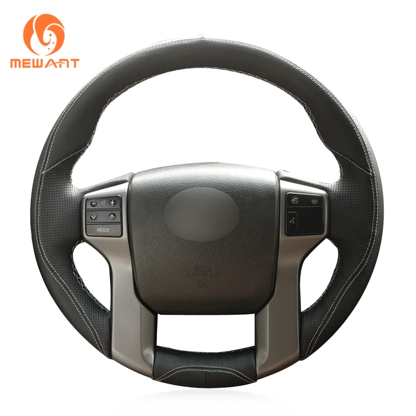 Black Leather Steering Wheel Cover for Toyota Land Cruiser Prado 2010