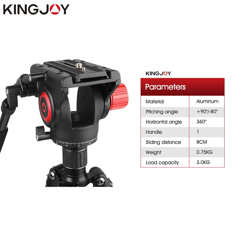 Tanie KINGJOY oficjalna VT 3520 głowica statywu płyn hydrauliczny panoramiczna głowica wideo do statywu statyw monopod stojak mobilny SLR DSLR