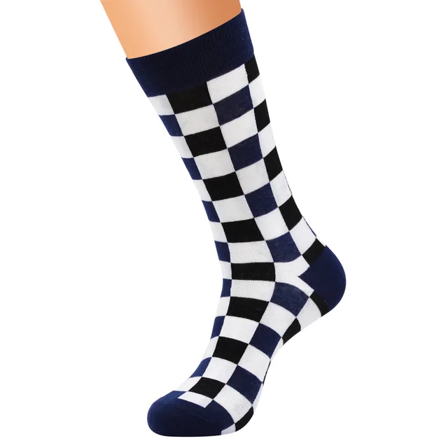 Korea Fashion Harajuku Trends Male Checkerboard Socks Style Geometric ...