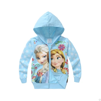 Куртки для девочек; куртка для малышей с изображением Анны и Эльзы; тонкая хлопковая куртка для детей; сезон весна-осень; пальто с капюшоном на молнии для девочек; детская одежда - Цвет: as the picture