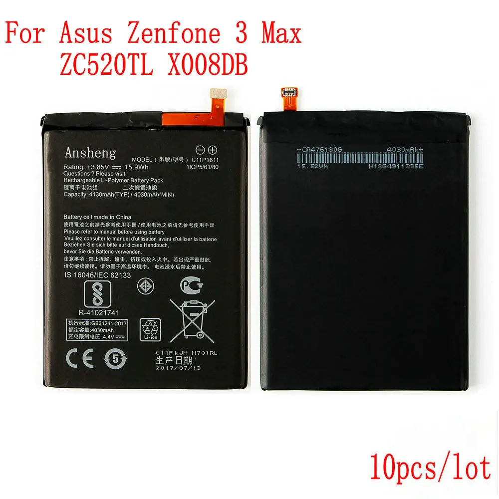 10pcs-lot-100-new-high-quality-4000mah-c11p1611-battery-for-asus-zenfone-3-max-zenfone3-max-z3-max-zc520tl-x008db-mobile-phone