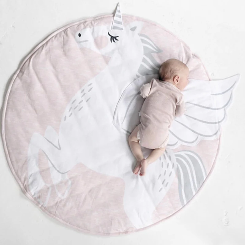 

Baby play mat round unicorn crawling blanket infant game pad play rug floor carpet for baby activity room decor 90cm dia