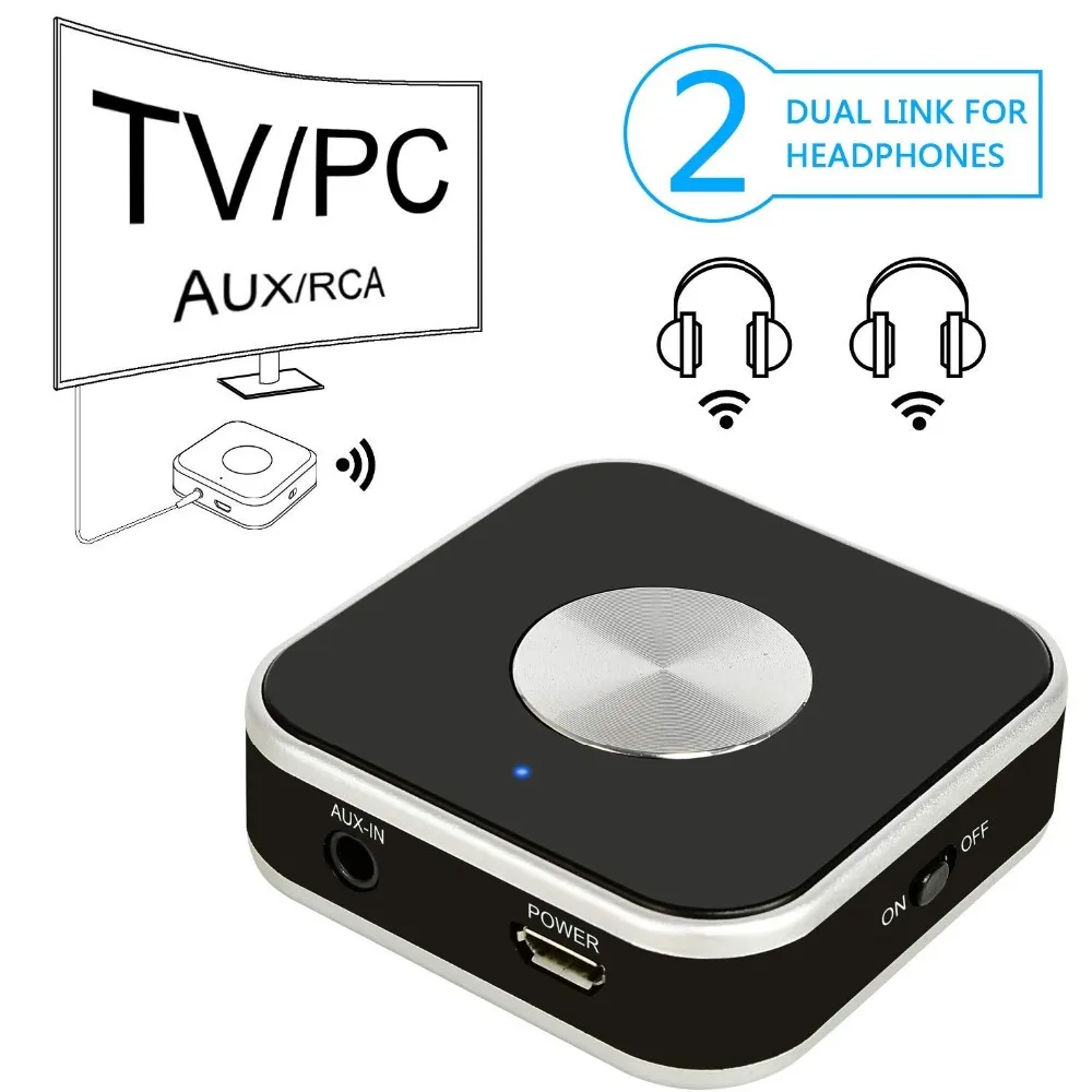 BT Audio Transmitter with 3.5mm AUX/RCA/USB Input Cable