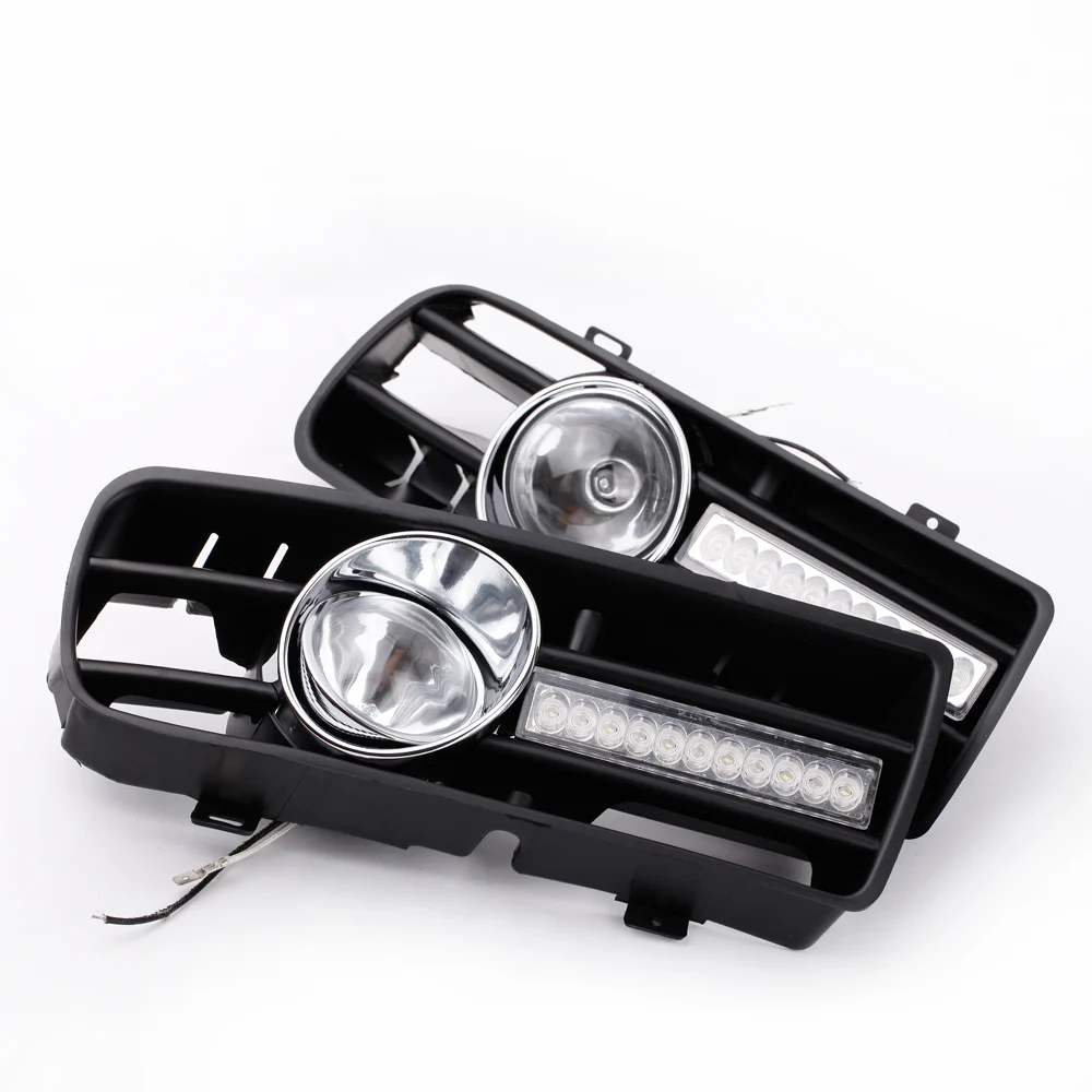 

2Pcs LED DRL Daytime Running Light and Fog Light with Grille Set for VW Jetta Bora MK4 1999-2004