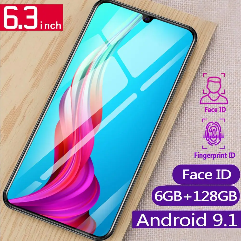 

Global Version Smartphone Mobile Phone 6GB+128GB 10 core 6.3" Full Screen Dual Camera Android 4G 3g CellPhone Cell Smart Phone