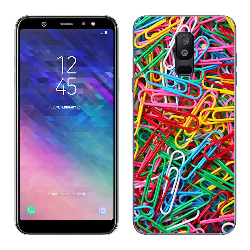 Чехол для телефона Samsung Galaxy A6 + (2018) прозрачные гелевые Чехлы блестящие окрашенные