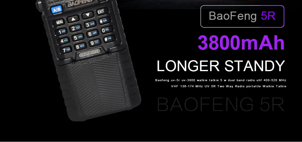 10 шт./лот Baofeng UV-5R 3800 мАч портативная рация для охоты UHF VHF двухсторонний радиоприемопередатчик UV5R радио коммуникатор UV 5R