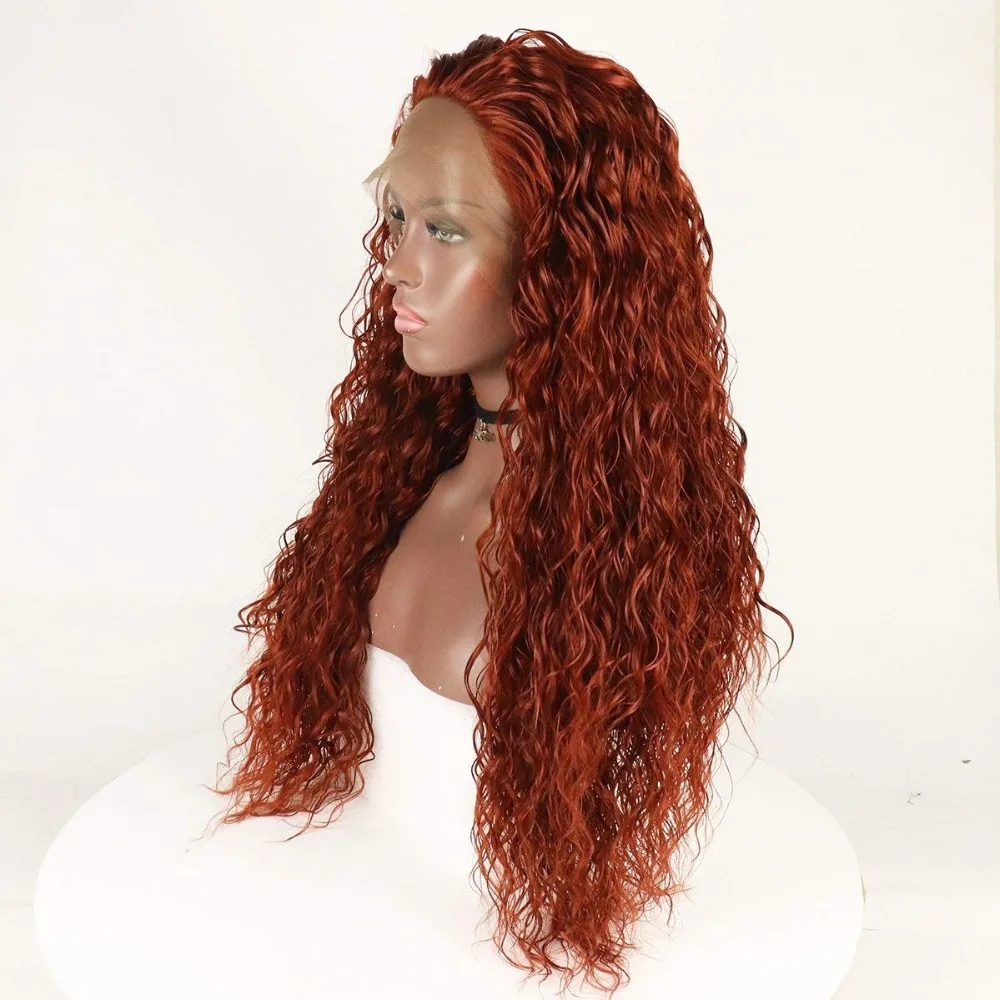 Fantasy Beauty Loose Curly Synthetic Wig Dark Purple Lace Front Wigs Kinky Curly Heat Resistant Fibers Half Hand Tied Lace Wigs