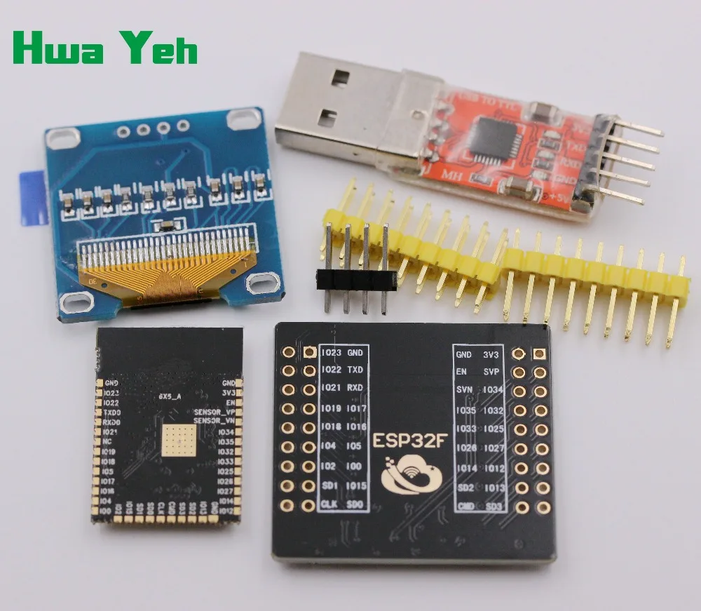 ESP32F suite ESP 32F module + плата адаптера ESP32 модуль CP2102 OLED 0 96 дюйма желто синий 20 см Dupont line