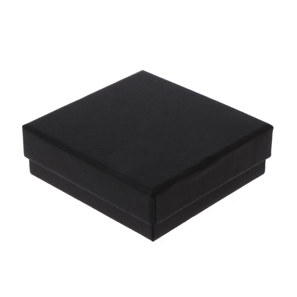 BK JAVRICK 9x9x3 см крафт-бумага подарочная коробка для ювелирных изделий съемный ватный диск серьги кольцо ожерелье дисплей - Цвет: BK