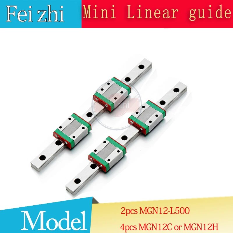 

Free shipping 2pcs 12mm Linear Guide MGN12 L= 400mm linear rail way +4pcs MGN12C or MGN12H linear carriage for CNC 3d printer