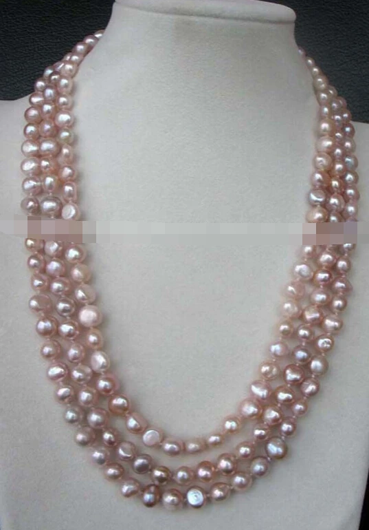 

Miss charm Jew1695 3rows freshwater pearl baroque purple necklace 20-22
