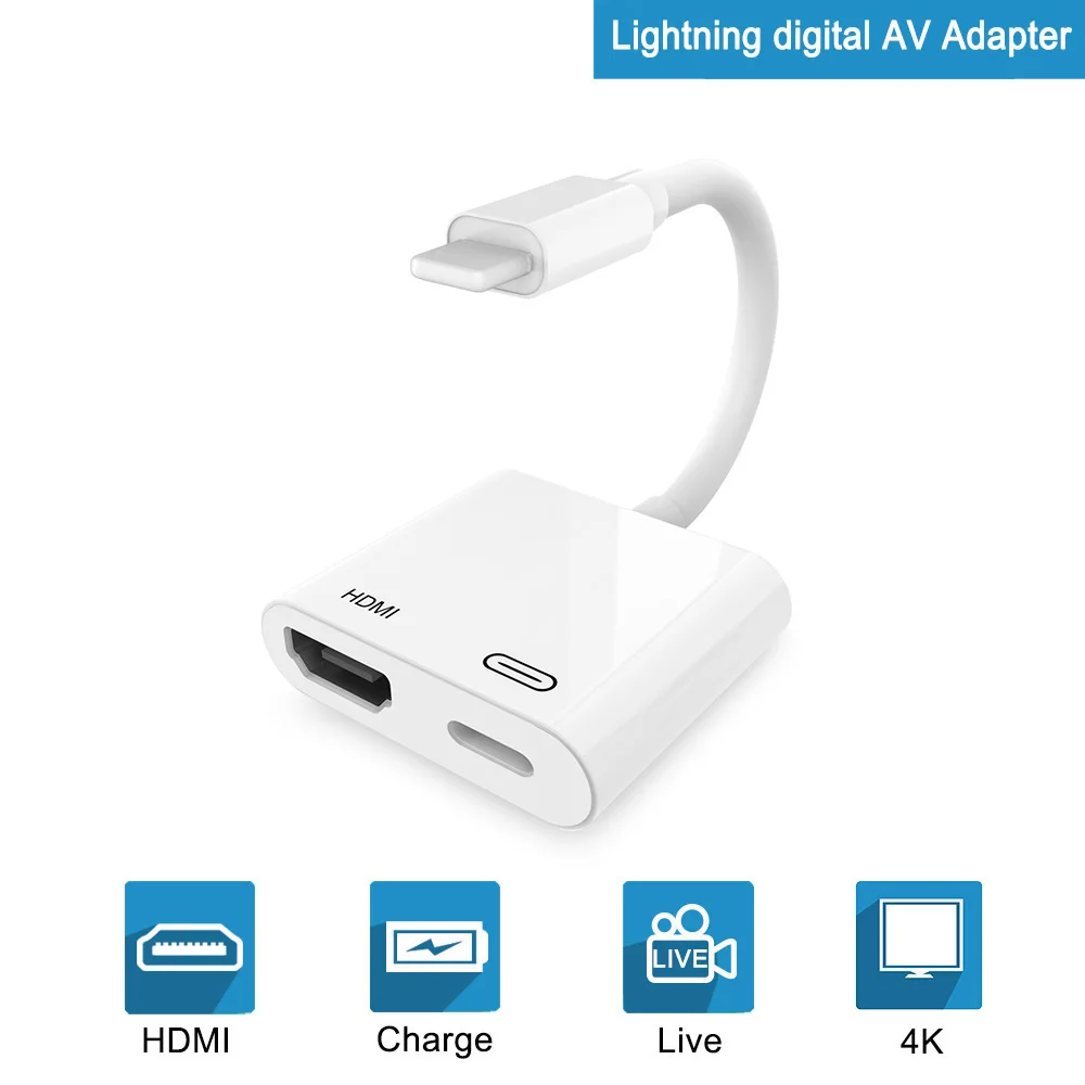 

HDMI Adapter for Lightning to Digital AV Converter 4K USB Cable Connector Up to 1080P HD for iPhone X/XS Max/XR/8P/iPad Air/iPod