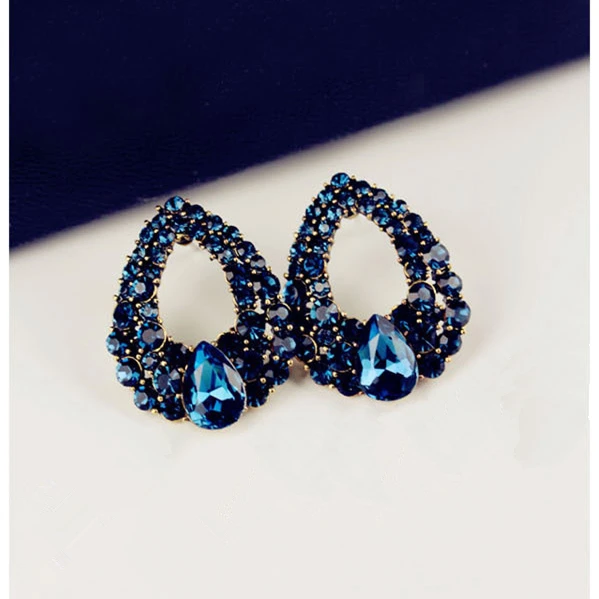 Горячая мода Brincos Oorbellen Perlas серьги для девушек Bijoux синие капли воды Кристалл серьги гвоздики для женщин Свадебные ювелирные изделия