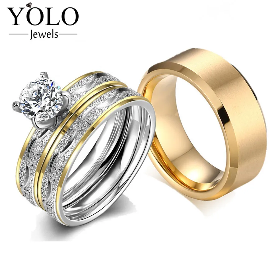

Luxury Couple Rings Shiny AAA Cubic Zirconia Ring for Women Tungsten Ring for Men Suitable for Wedding and Engagement Love Gift