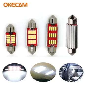 

OKECAM 4PCS Canbus 31mm 36mm 41mm LED 4014 SMD Festoon 12V Car Interior Light Dome Lamp for VW BMW E46 Audi Mercedes Benz Ford
