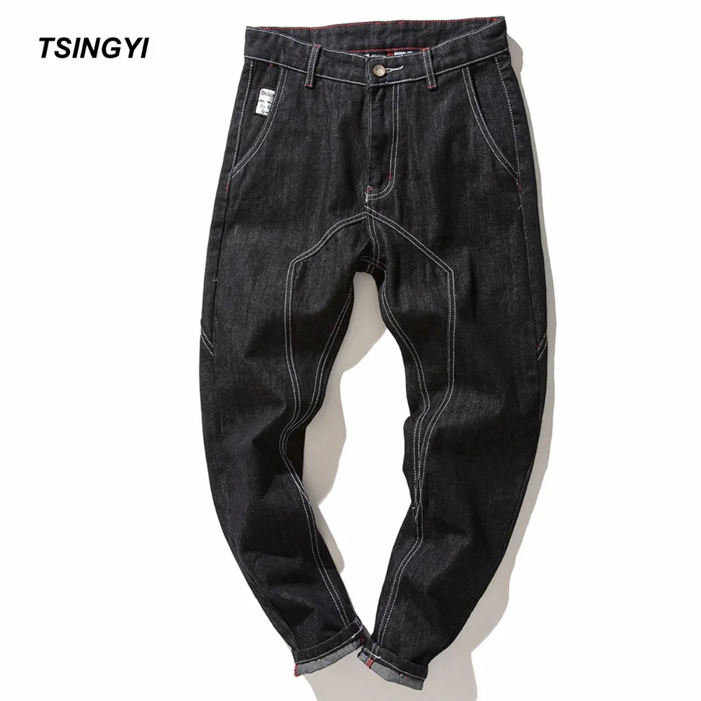Tsingyi мужские эластичные Ретро гарем джинсы Homme черные джинсовые джоггеры Harajuku полная длина повседневные мужские хлопковые брюки размера плюс XS-4XL