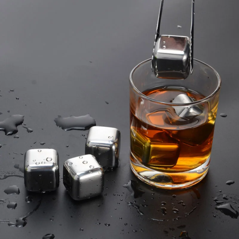 Stainless Steel Ice Cubes Wine Coolers Reusable Chilling Metal ice for Coffee Drink Whiskey Keep Drink Cold Longer Bar wine set