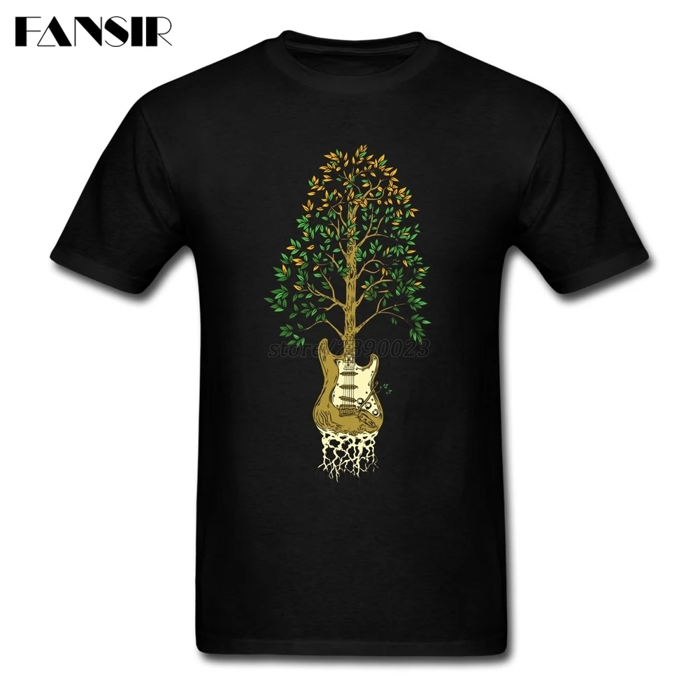 Men T Shirts Rock Short Sleeve Cotton Custom Tee Boy Music Roots Guitar Tree Team Summer Tees | Мужская одежда