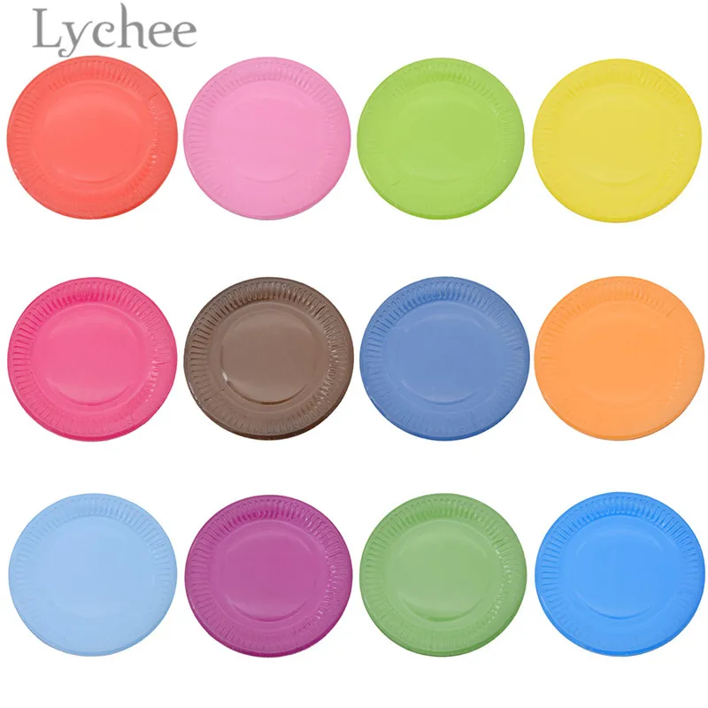 Lychee 10 шт красочные одноразовые бумажные тарелки фестиваль столовые приборы для свадьбы, дня рождения, вечеринок