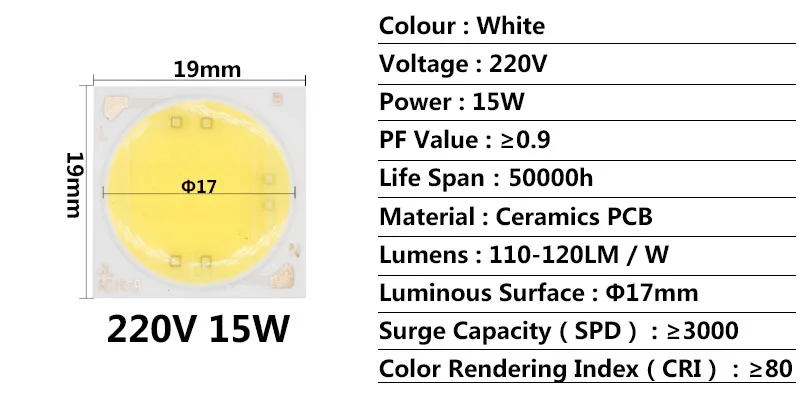 AC220V 10 Вт 15 Вт 20 Вт керамический COB светодиодный чип лампы Смарт IC хорошего качества чип для наружного прожектора DIY теплый белый