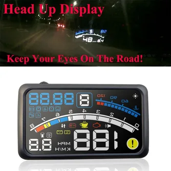 

5.5" Screen Auto OBDII Car HUD OBD2 Port Head Up Display System + Bracket KM/h MPH Overspeed Warning Windshield Projector Alarm