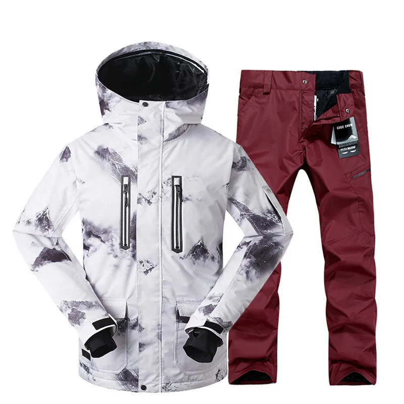GSOU снег бренд зимний лыжный костюм Мужская лыжная куртка брюки водонепроницаемые горные лыжные костюмы мужские сноуборд наборы уличная спортивная одежда